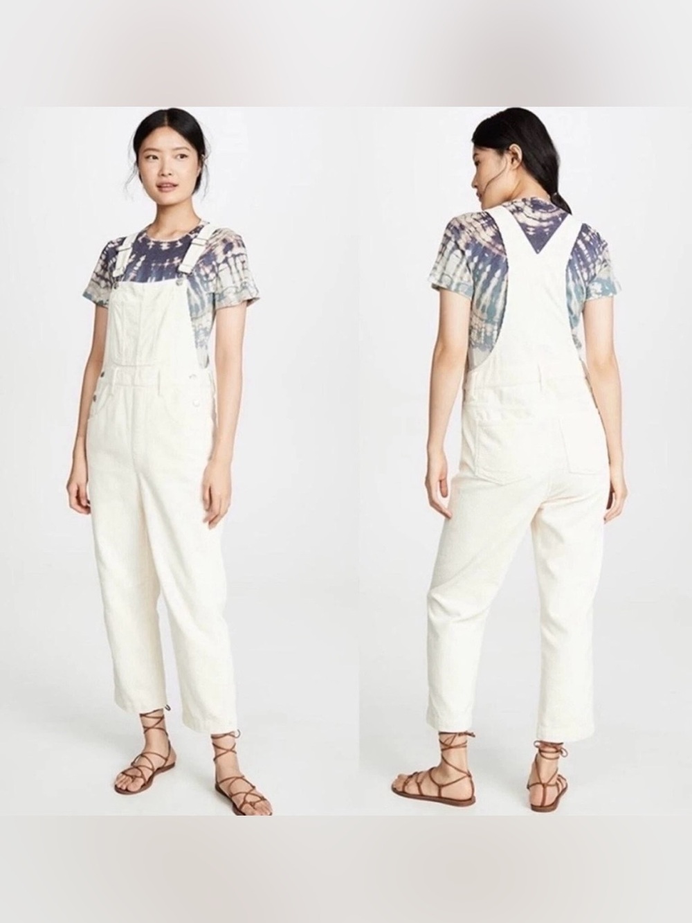 Madewell Corduroy Straight-Leg Utility Overalls Cloud Lining Womens Size L